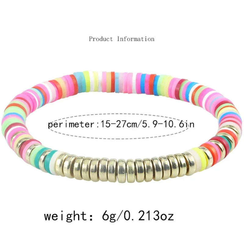 Hemasa  5pcs/set Multilayered Colorful   Bracelet Set Letter Bead Elastic Bracelets