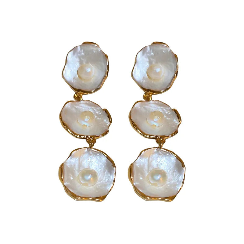 Hemasa S925 Needle Dangle Freshwater Pearl Earrings