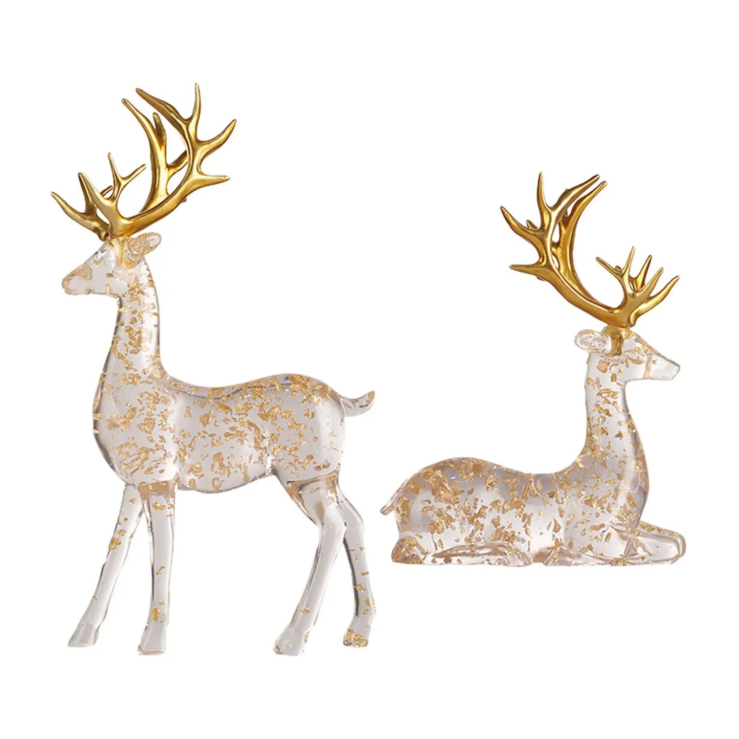 2x Deer Statues Crafts Decorative Figurines for Birthday Christmas Holiday