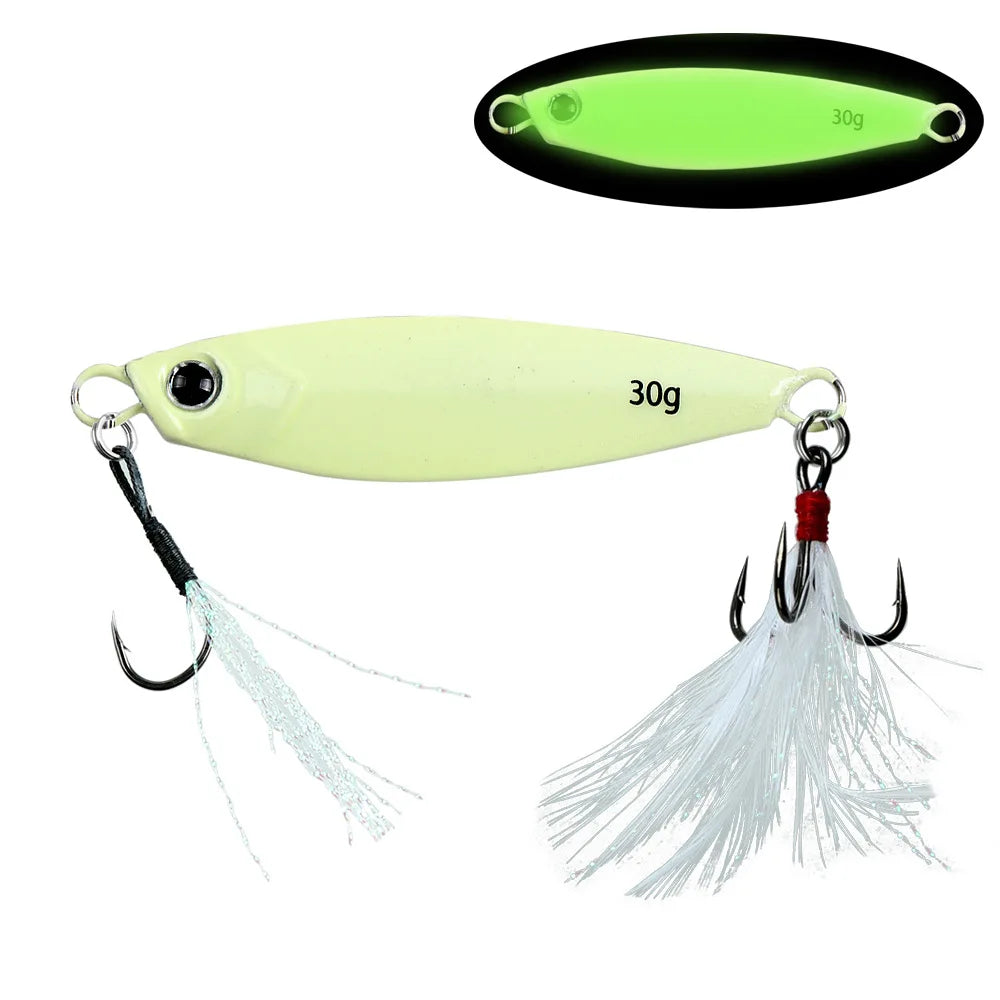 Tejesa Luminous Jigging Lure for Long CastingJIG 7g- 30gFeather Hook Sea Fishing Floating Shore Mackerel