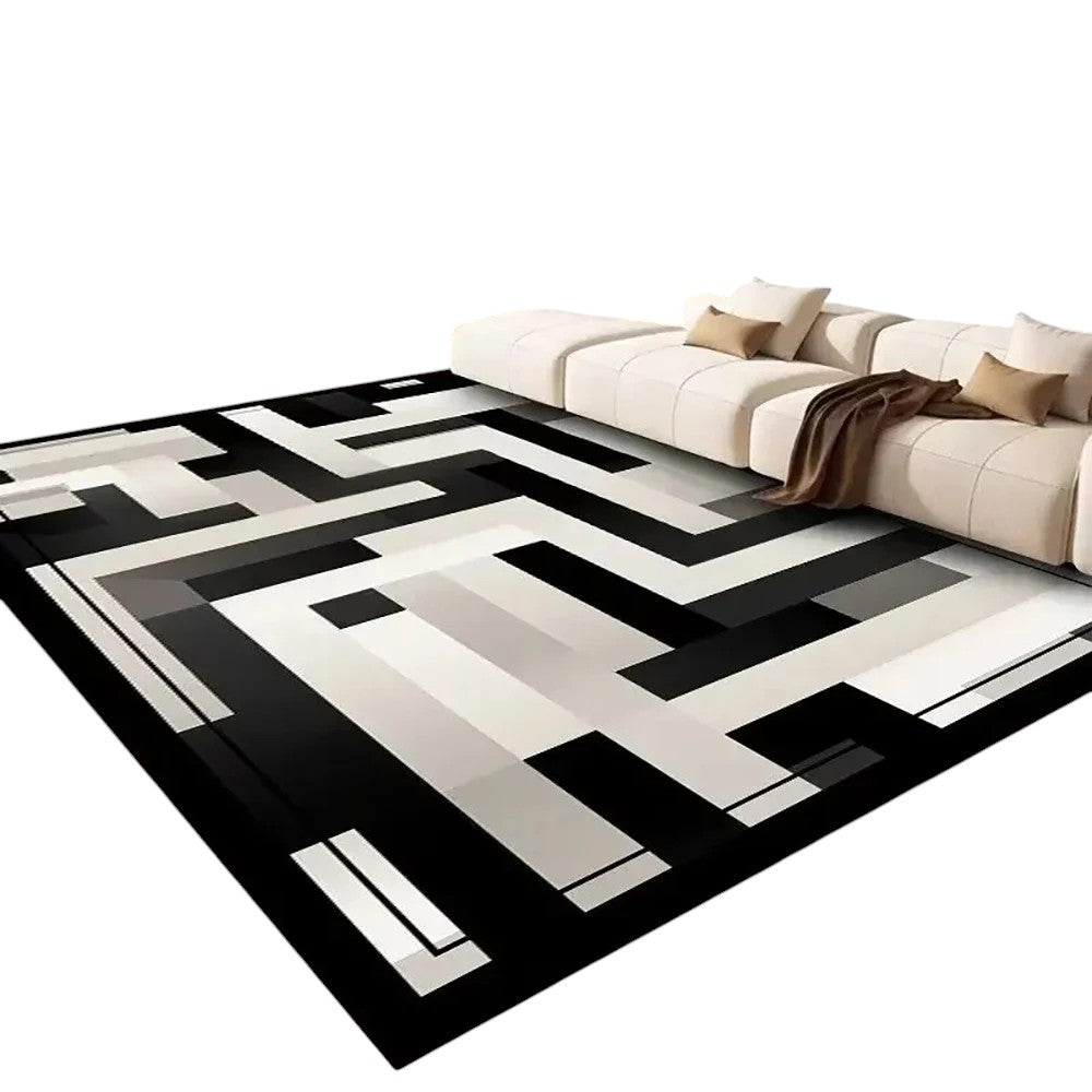 Tejesa  Large Flannel Rug Luxury Plaid Non-Slip Living Room Bedroom Mat Stain Resistant Washable Bedside Home Decor Rug