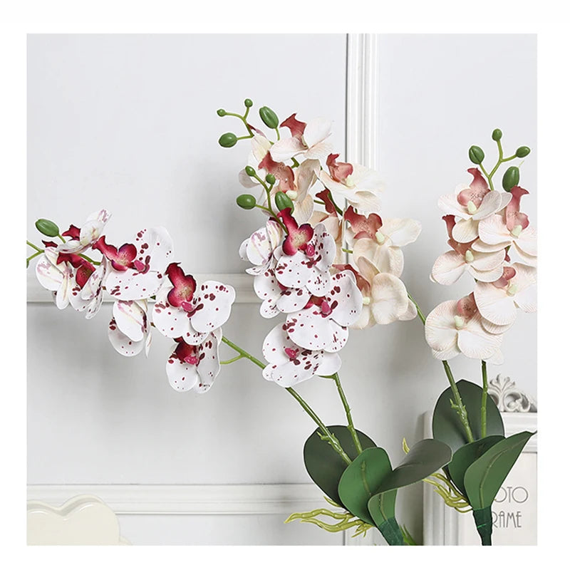 YeeNanee 4pcs Room Decoration Real Touch Artificial Orchid Stem Flowers Latex Phalaenopsis Branches with Leaves for Home Decor