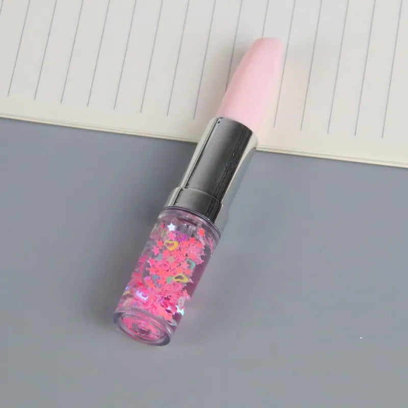 Novelty Lipstick Ballpoint Pen Portable Signature Promotional Pens Small Fresh 0.5mm Black Ink School Office Supplies Girl Gift