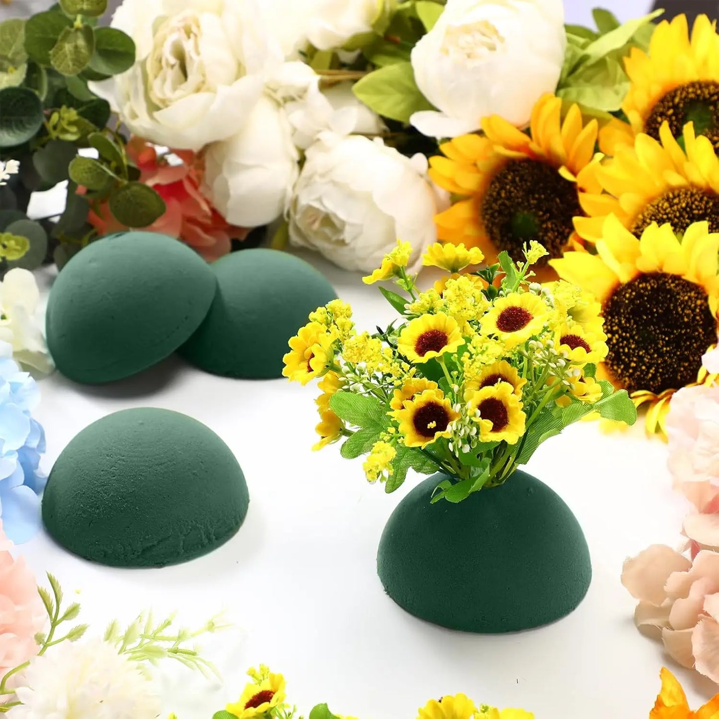 1-10pcs Green Floral Foam Half Ball Green DIY Dry Artificial Flower Foam Block for Arrangement Birthday Wedding Decoration