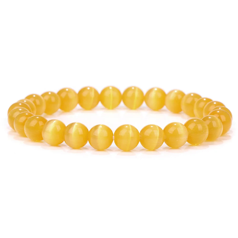 Hemasa  Cat Eye  Beads  Stretchabe Bracelet with Heart Charm For Women