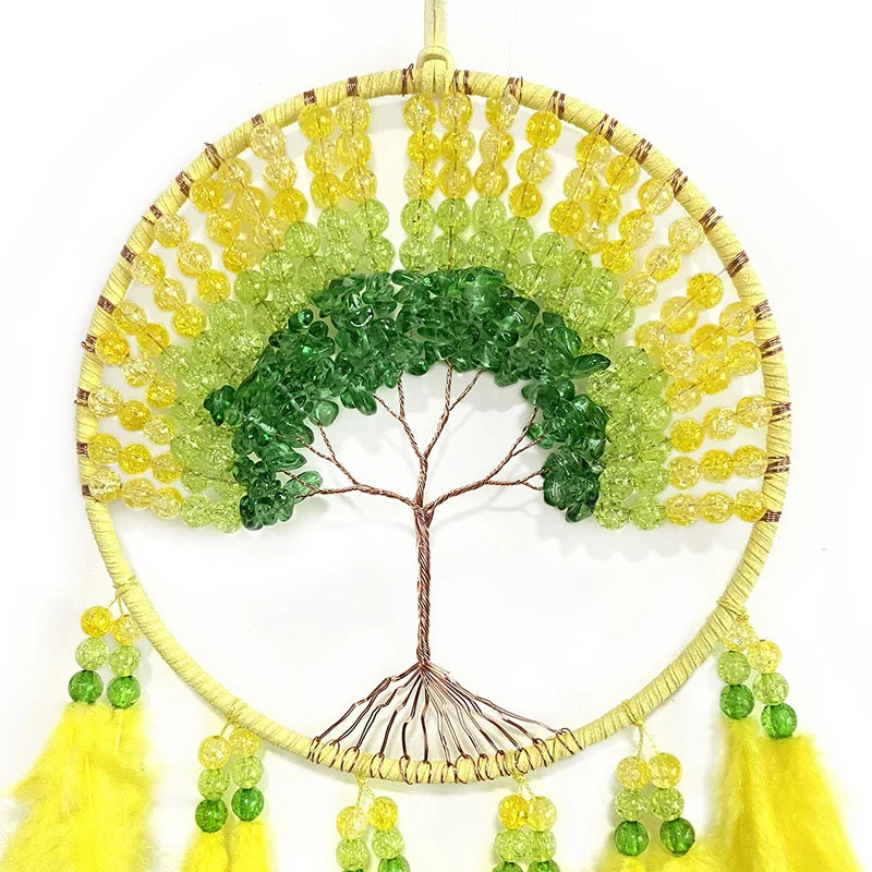 Hemasa  Hand-woven Crystal Wind Chime Hanging  Dream Catcher  For Living Room Bedroom Creative Festival Holiday Gifts Home Decor