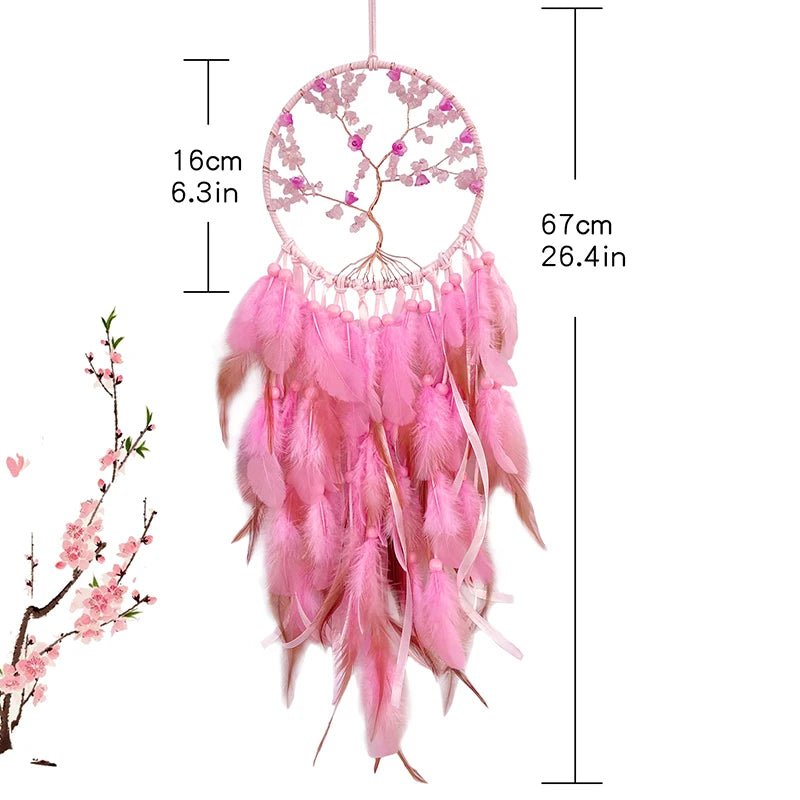 Tejesa Dream Catcher Hand-woven Natural Crystal Wind Chime Background Wall Decor Living Room Bedroom Hanging Ornaments Holiday Gifts