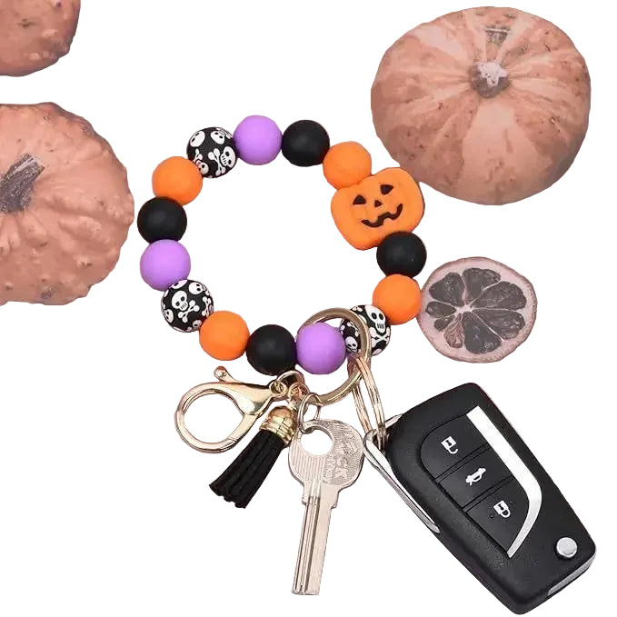 Hemasa Handmade Daisy Silicone Beads Bracelet Keychain /Anti-Lost Wallet Pendant Ring Holder