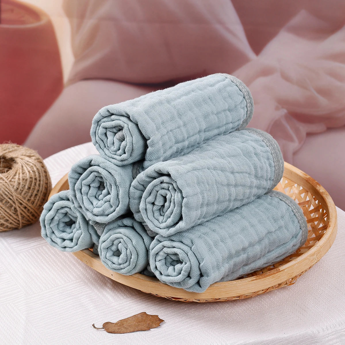 Tejesa 6pcs Set Breathable All Season Baby Muslin Burp Cloth 100% Cotton Newborn Bib Face Towel Size 50x30cm