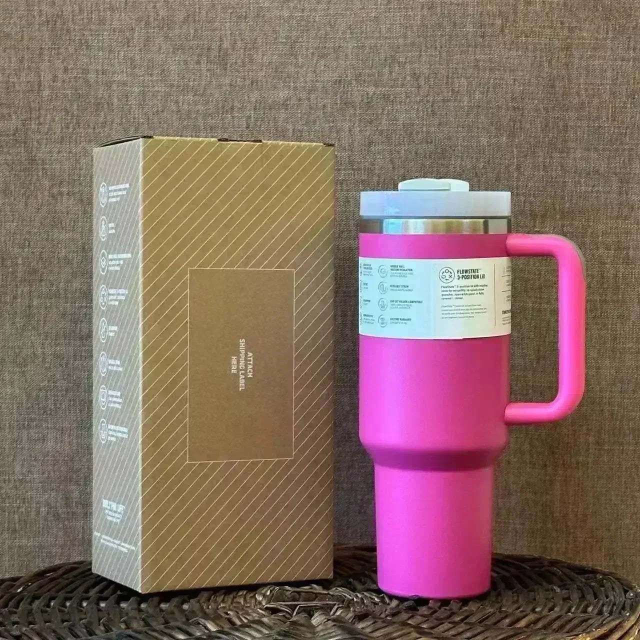 Hemasa 40oz Tumbler FlowState Straw Lid Stainless Steel Vacuum Insulated Car Mug /Double Wall Thermal Iced Travel Cup bottle
