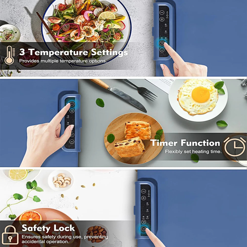 Hemasa Food Warming Mat Electric Warmer Tray for Countertop and Buffet, Foldable Heater Food Pad