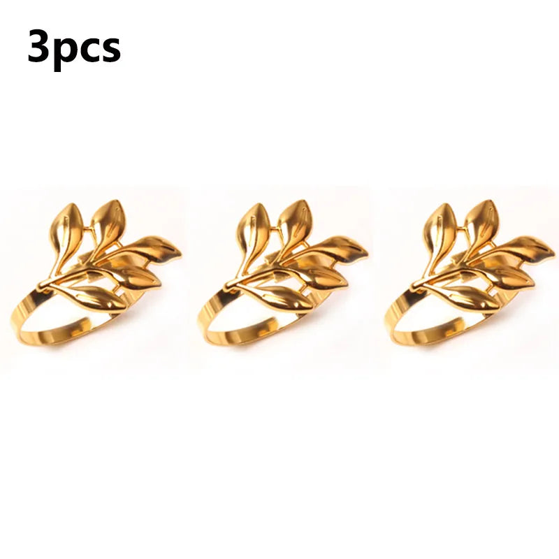 Hemasa 6 Pieces  Leaf Napkin Rings /Buckle Napkin Holder for Christmas