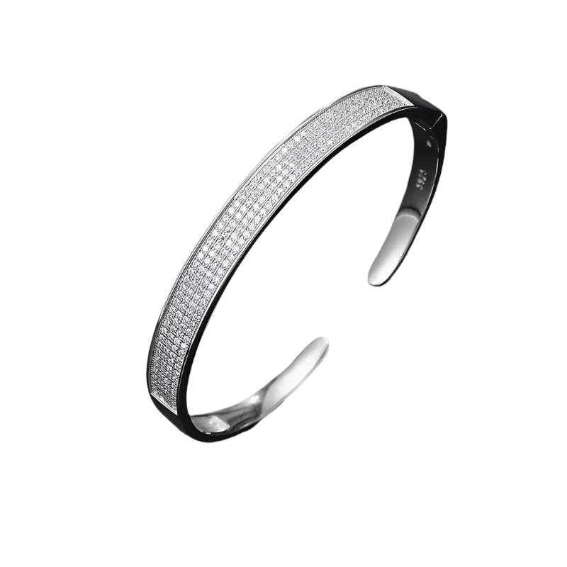 Hemasa Real Moissanite Cuff Bracelet For Men Women 925 Sterling Silver Diamond Open Bangle
