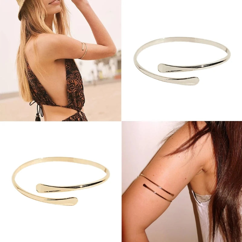 Hemasa 2 Pcs Adjustable Spiral Upper Arm Cuff Armband Bangle for women/Girls