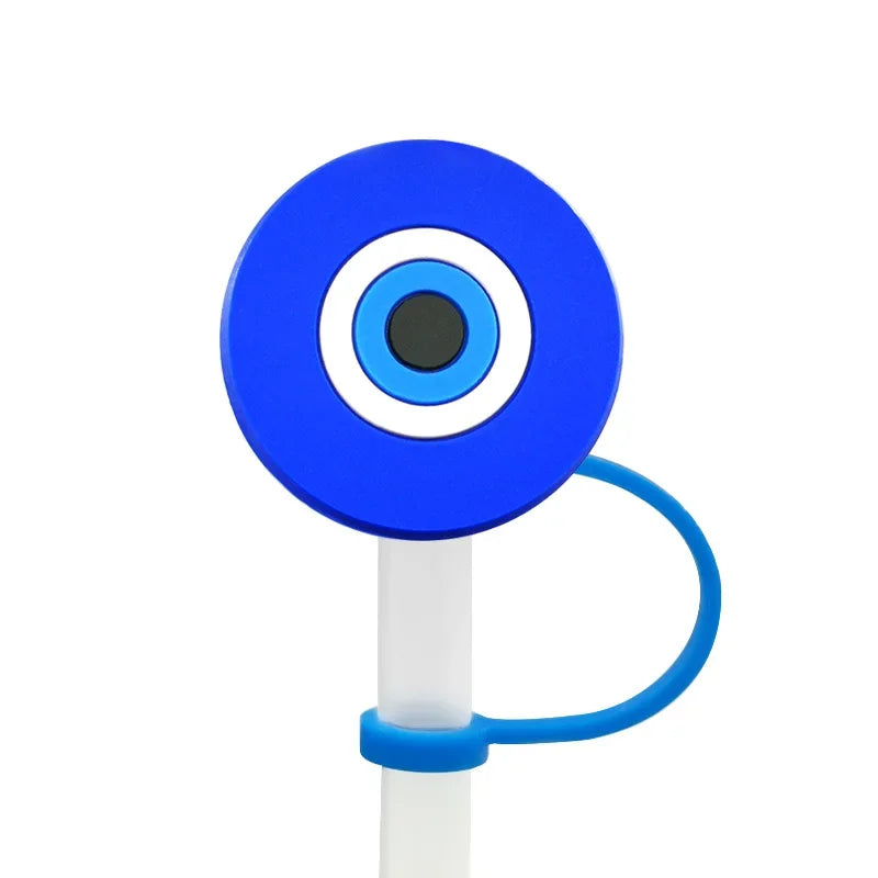 1/7PCS Silicone Colorful Evil Eyes Straw Cover,8mm Reusable Straw Topper Drinking Cup Accessories,Dustproof Straw Cap Gift
