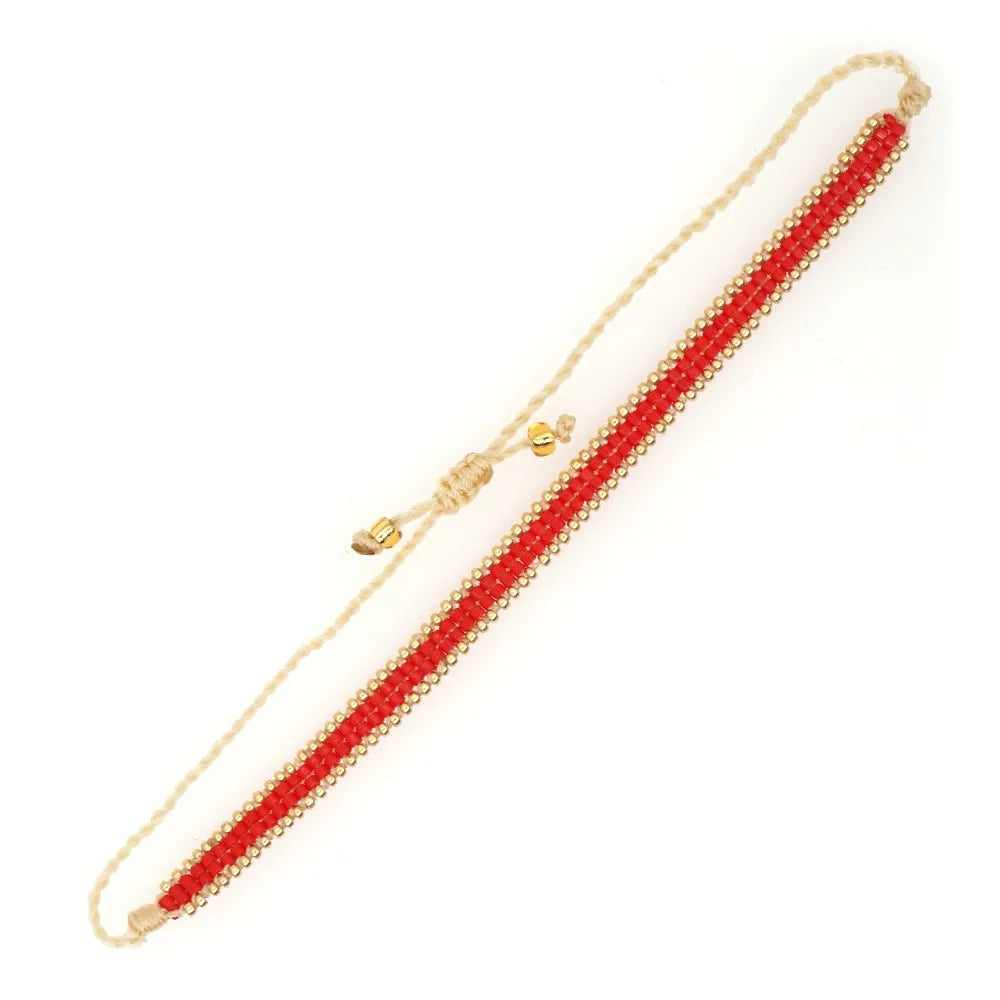 Tejesa Bohemian Native Colorful Tiny Loom Miyuki Beaded Adjustable Bracelets for Women