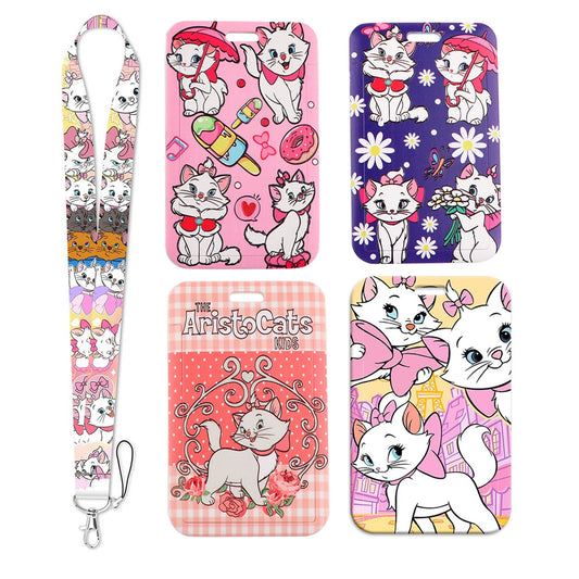 Cute Marie Cat Credential Holder Cartoon Animal Lanyards for Key Neck Strap For Card Badge Gym Keychain Keyring Accessories Gift