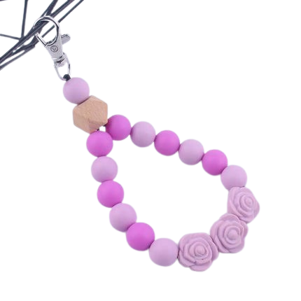 Hemasa Colorful Rose Silicone Beads Keychain Lobster Clasp Bracelet Keyring For Women