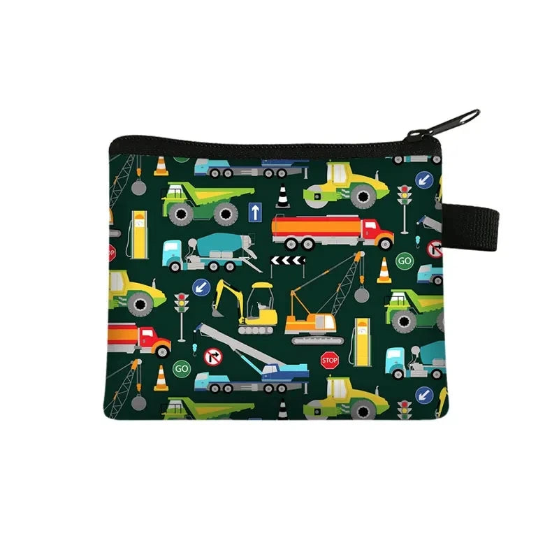 Tejesa Cartoon Coin Purse Keychain Zipper Pouch Kids Wallet Coin Bag Cute Excavator Purses and Handbags Small bag