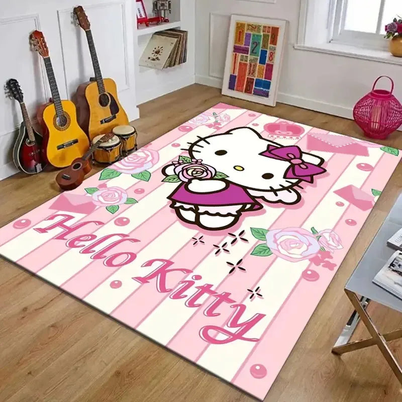MINISO Sanrio Hello Kitty Cartoon Rug Children Bedroom Room Carpet Home Carpet Full Coffee Table Bedside Living Room Carpet