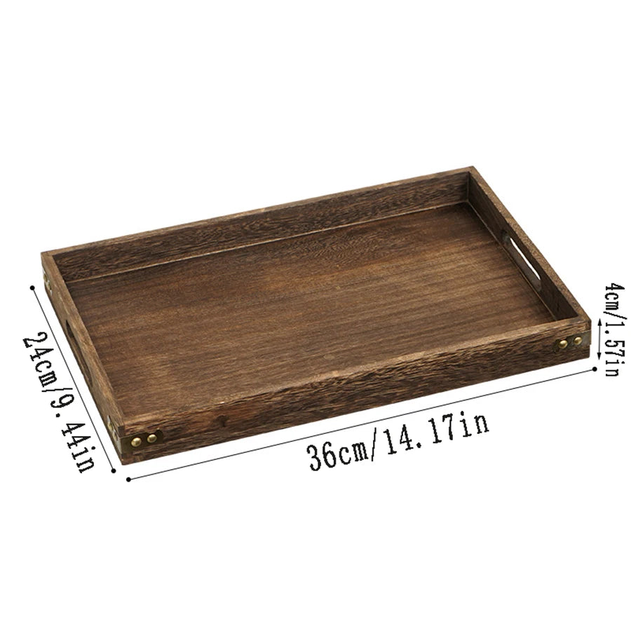 1PCS Wooden Tray Household Charcoal Tea Set Tray Oven Cooked Tea Fruit Bread Snacks Dried Fruit Tung Wood Storage Tray