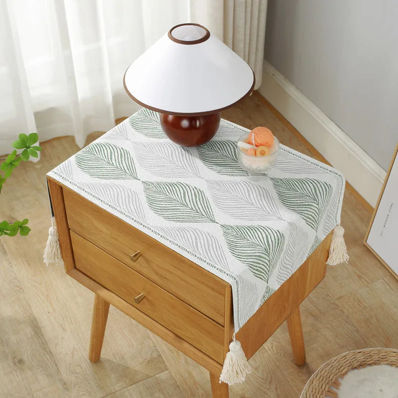 Yarn-Dyed Jacquard Tablecloth Tassel Decoration Nightstand Bucket Cabinet Machine Cover Cloth Multi-Function Dust Cloths
