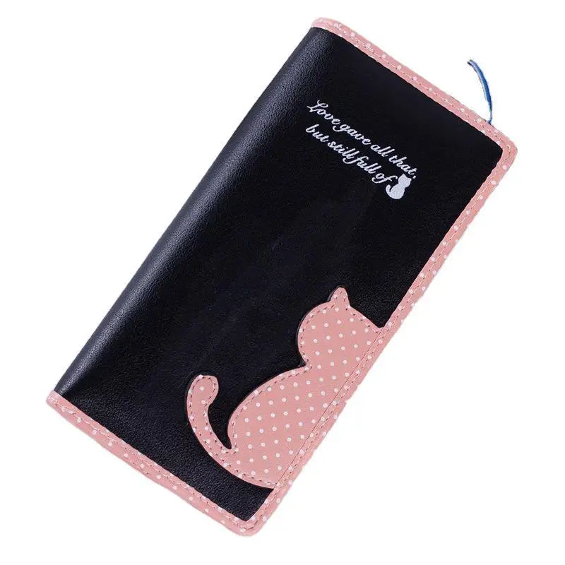 Hemasa  Zip Wallet  Casual  PU Long Large Capacity Coin Purse /Clutch Bag Cute Cat Pattern Wallet