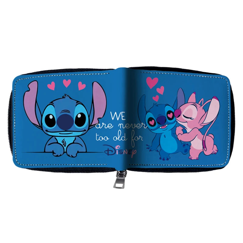 Cartoon Stitch Wallet Women Round Zipper Purse Coin Pocket