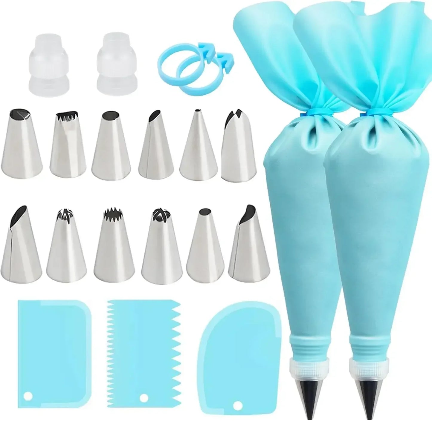 Hemasa Piping Bags Cake Decorating  Reusable Silicone Pastry Bag /Stainless Steel Nozzle Piping Nozzles Pastry Set Baking Tools