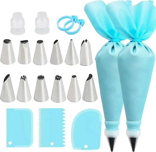 Hemasa Piping Bags Cake Decorating  Reusable Silicone Pastry Bag /Stainless Steel Nozzle Piping Nozzles Pastry Set Baking Tools