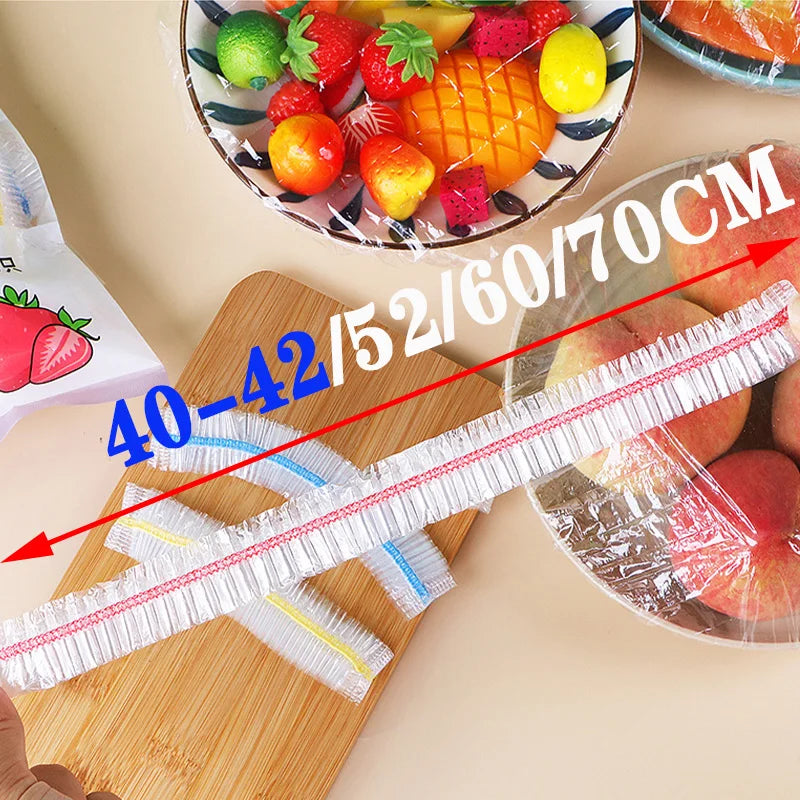 Disposable Food Cover Colorful Big Saran Wrap Food Grade Fruit Vegetable Storage Bag Elastic Plastic Kitchen Fresh Keeping Bags
