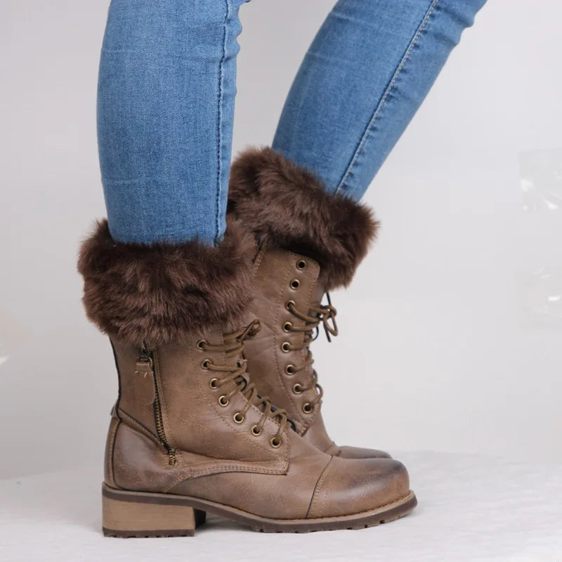 Big Youth Girl Women Leg Warmers Faux Fur High Boot Cuffs Toppers Boots Socks Knitted Ribbed Cuffs for Shoes Lolita