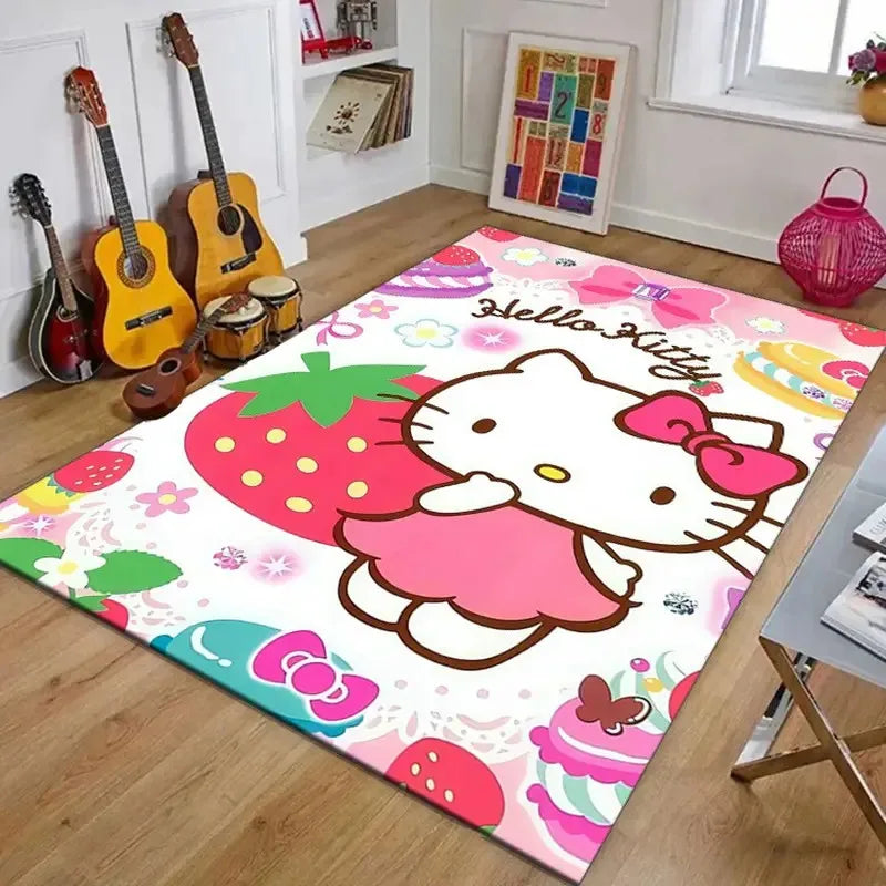 MINISO Sanrio Hello Kitty Cartoon Rug Children Bedroom Room Carpet Home Carpet Full Coffee Table Bedside Living Room Carpet
