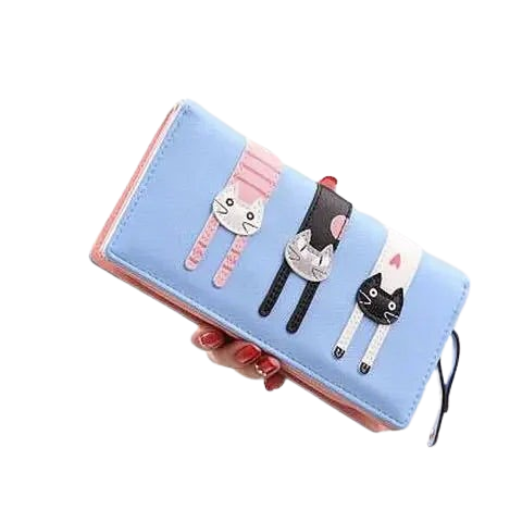 Hemasa Ciue Women  Leather Wallet Cute Cat Card Holder/ Mobile Phone Bag '/ong Clutch Coin Purse for Kids Girls