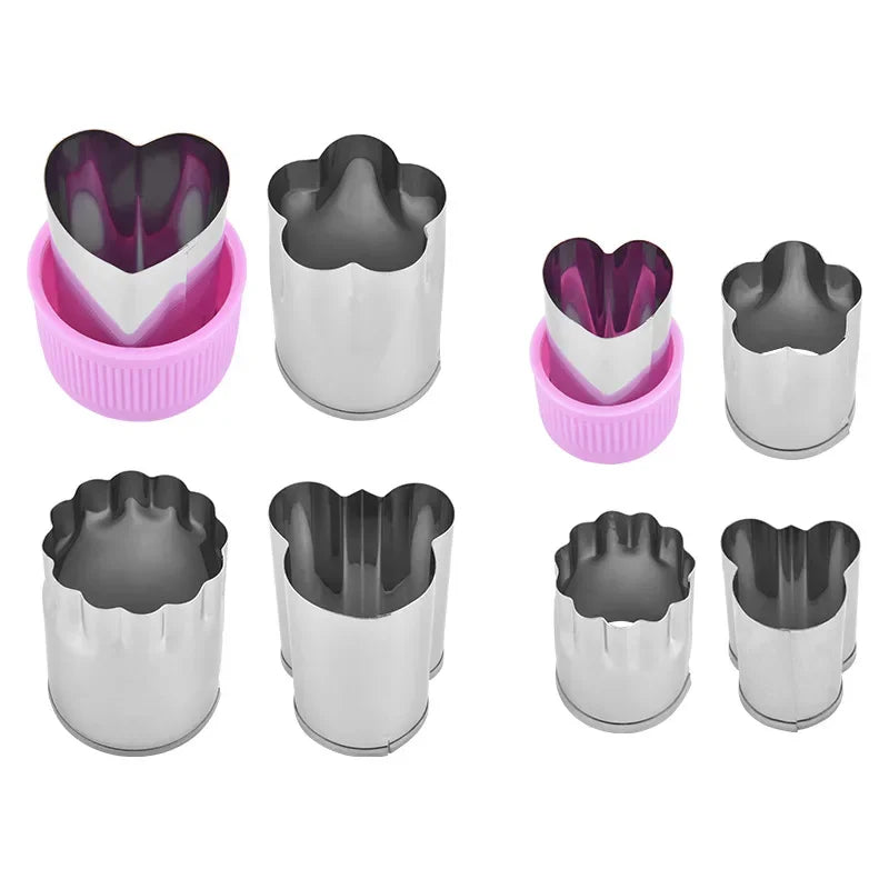 Tejesa 8Pcs/set Vegetables Cutter Set /Plastic Handle Mini Pie Cookie Cutters/ Fruit Pastry Stamps/ Stainless Steel Fruit Cutting Tools