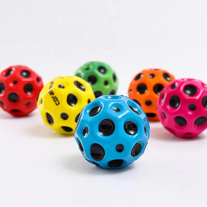 Hemasa   4 pcs Super High Bouncing Ball PU Foam Solid Moon Shape Bouncy Ball Kids Indoor Outdoor Sports Stress Relief Toy Sensory Ball for Kids