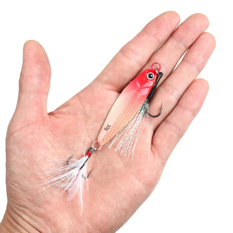 Tejesa Luminous Jigging Lure for Long CastingJIG 7g- 30gFeather Hook Sea Fishing Floating Shore Mackerel
