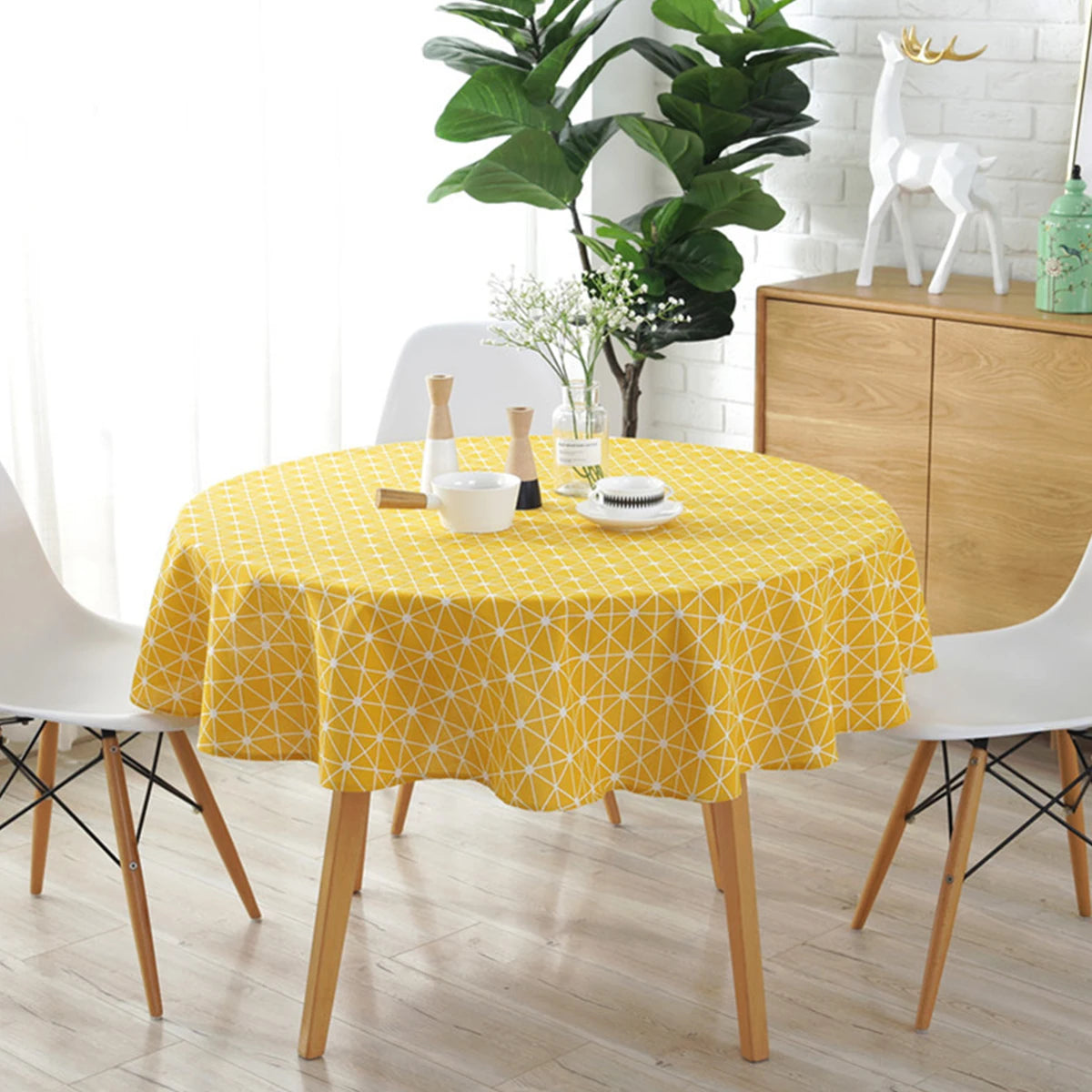 Linen Round Tablecloth Table Cloth Decorative Dust-Proof Table Cover Washable 120/150cm for Dinner Party Wedding Party Decor