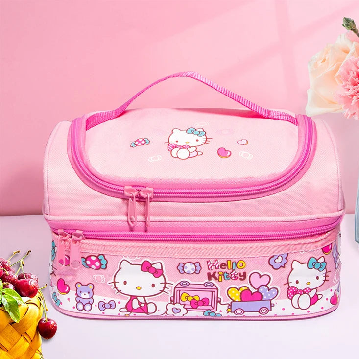 Hemasa  Lunch Bag Cute Cartoon Double-layer Insulated Handbag Waterproof Bento Bag