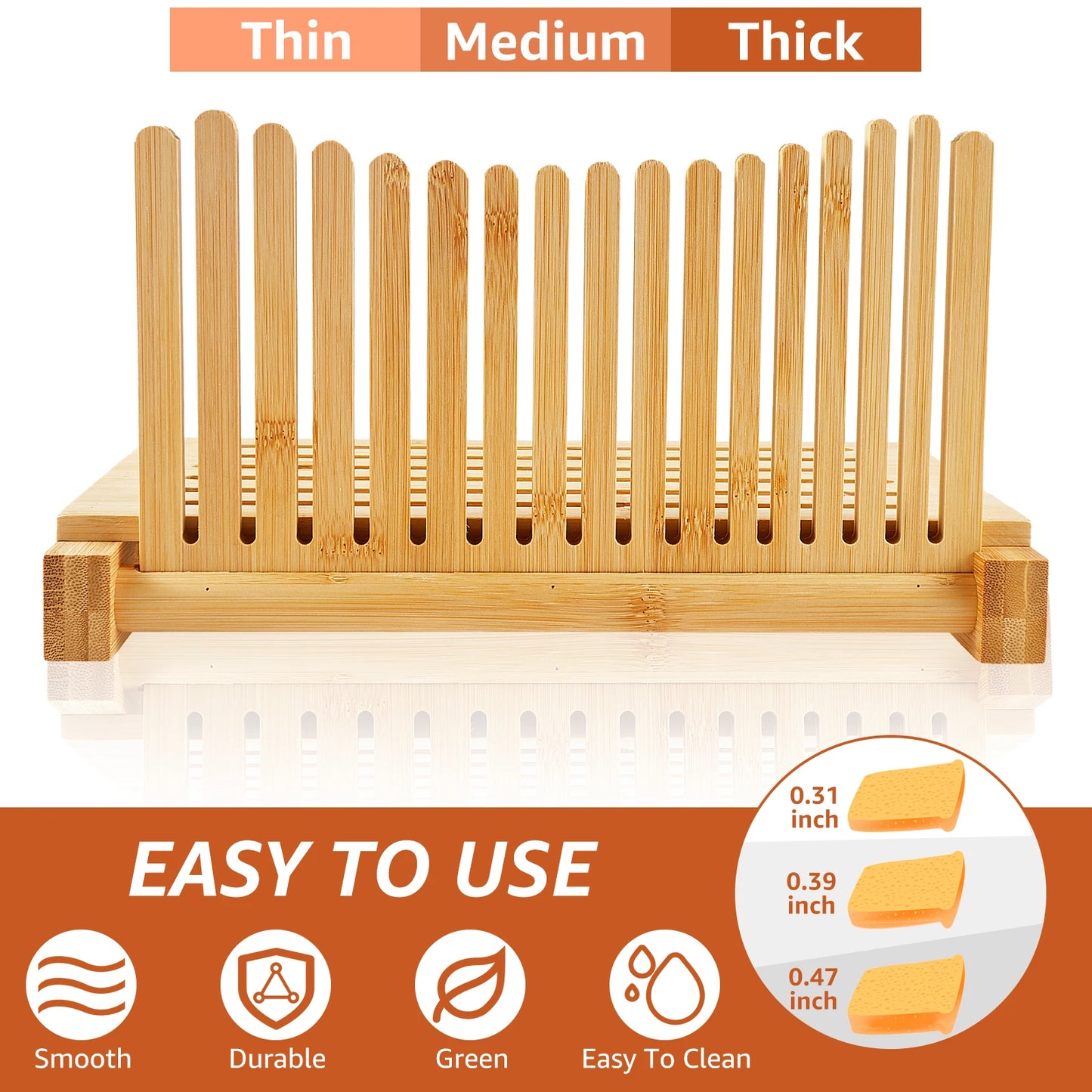 Tejesa Bread Slicer Foldable Toast Bread Slicer with Crumb Tray Fruit Cutting Board Adjustable for Bread Loaf Cakes Reuse Slicing Guide