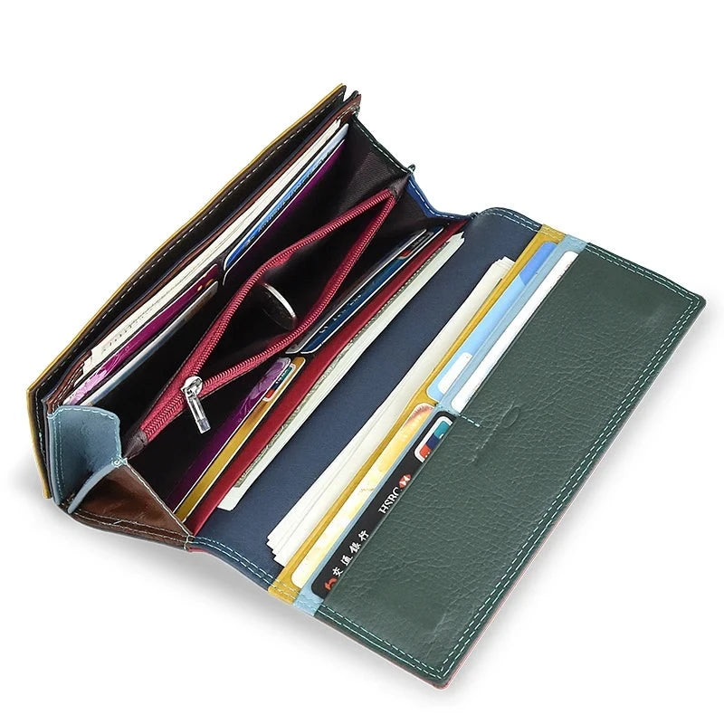 Heamsa Women  Leather Wallets for Woman /Female Long Clutch Card Holder