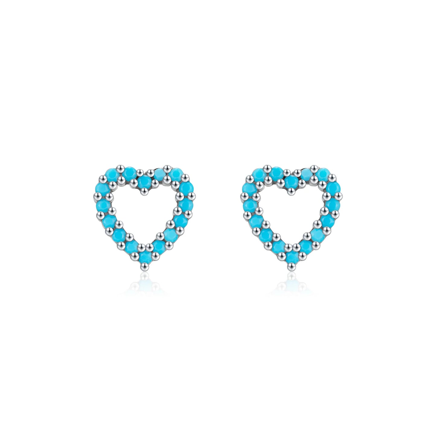 MODIAN 925 Sterling Silver Small Hearts Vintage Turquoise Stud Earrings Classic Stackable Fine Jewelry For Women Gifts