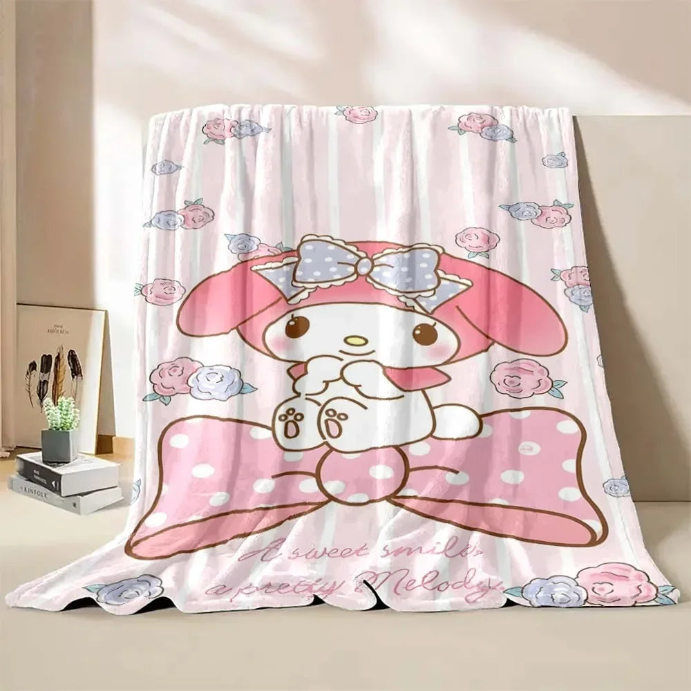 My Melody Flannel Blanket Sanrio Soft Fluffy Quilt Thicken Plush Nap Blanket Cartoon My Melody Sofa Blanket Child Adult Gift
