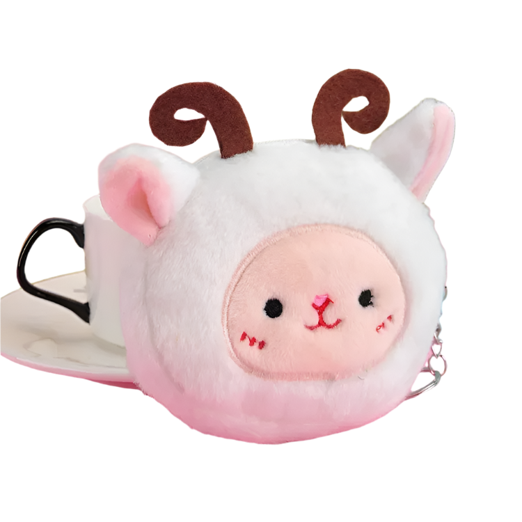1PC Small Headphone Mini Wallet Money Bag Kids Gift Cute Animal Plush Coin Purse Zipper Change Purse with Keychain Pendant Bag