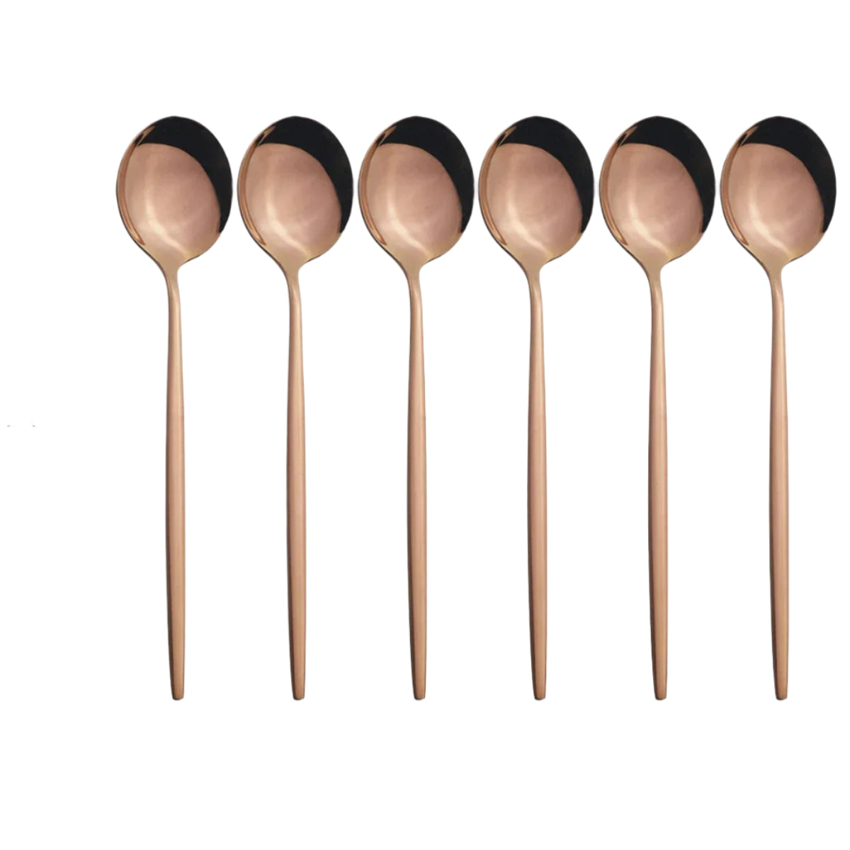 Hemasa 6Pcs  Western Stainless Steel Cutlery Set  Gold Ladle Spoon Dinnerware Dinner Spoon Soup Spoon Tableware Kitchen Silverware Set