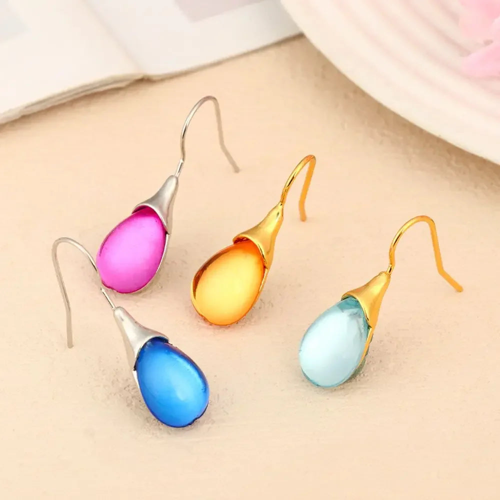 Pendientes Trendy Natural Stone Dangle Earrings Exquisite Water Drop Shape Hook Earrings For Women Wedding Engagement Jewelry