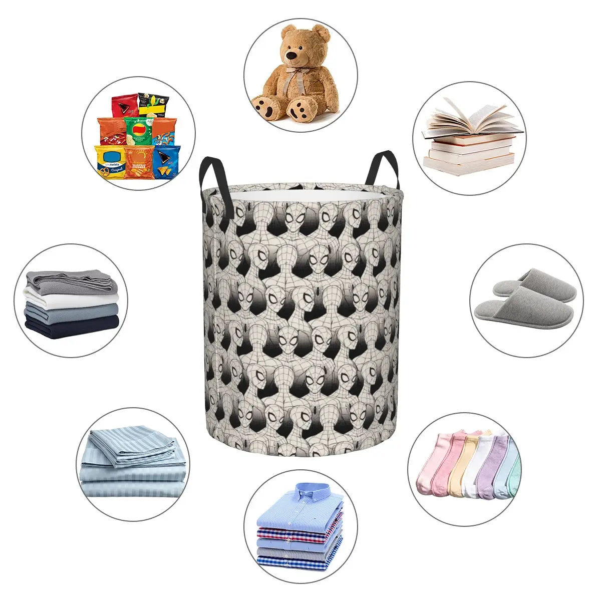 Custom Action Spider Man Comics Laundry Hamper Large Storage Basket Superhero Movie Girls Boys Toy Organizer