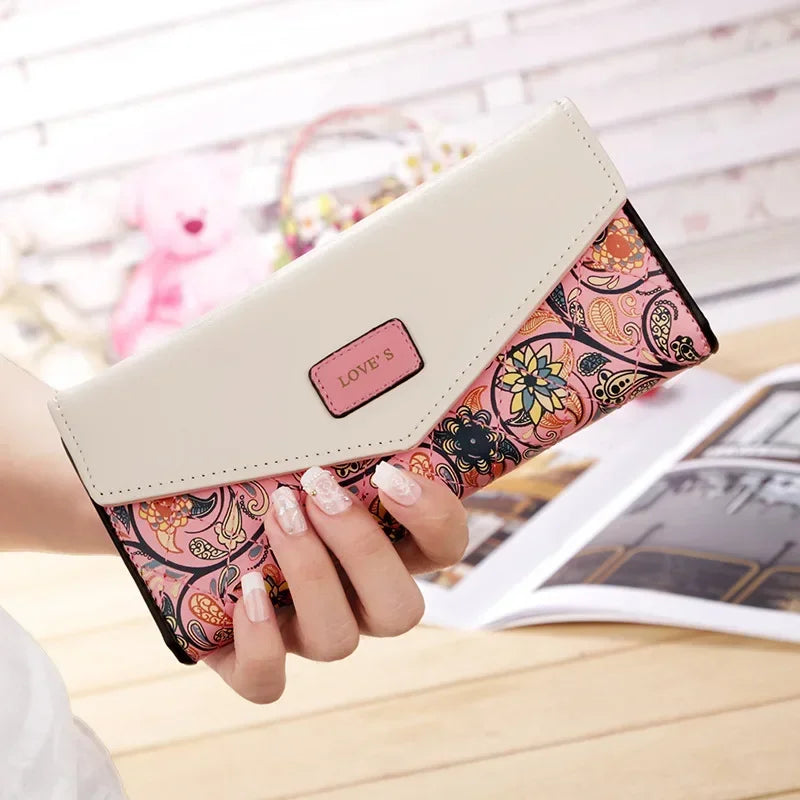 Tejesa   Womens Ladies Envelope Pu Leather Card Button Clutch Purse Long Wallets Money Bag