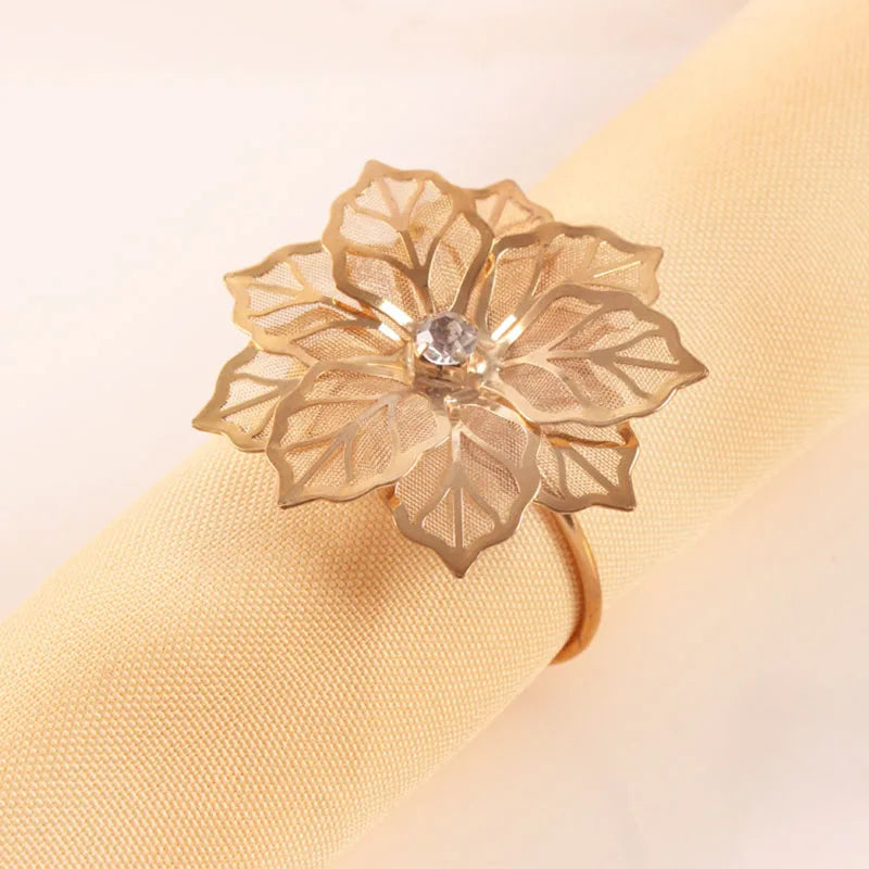 Hemasa  12 PCS Flower Napkin Rings Holders  For Hotel /Banquet Wedding P/arty Event Dining Table Decoration