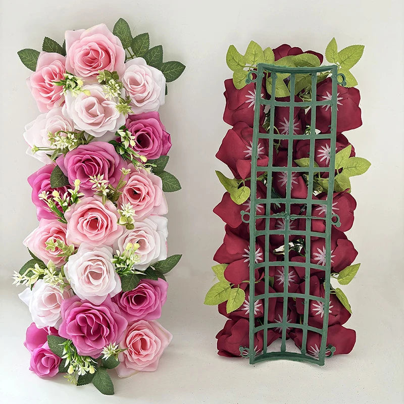 50cm Rose  Artificial Flower Row Wedding Decoration Flower Wall Backdrop Garland Home Party Decor Photo Props Background